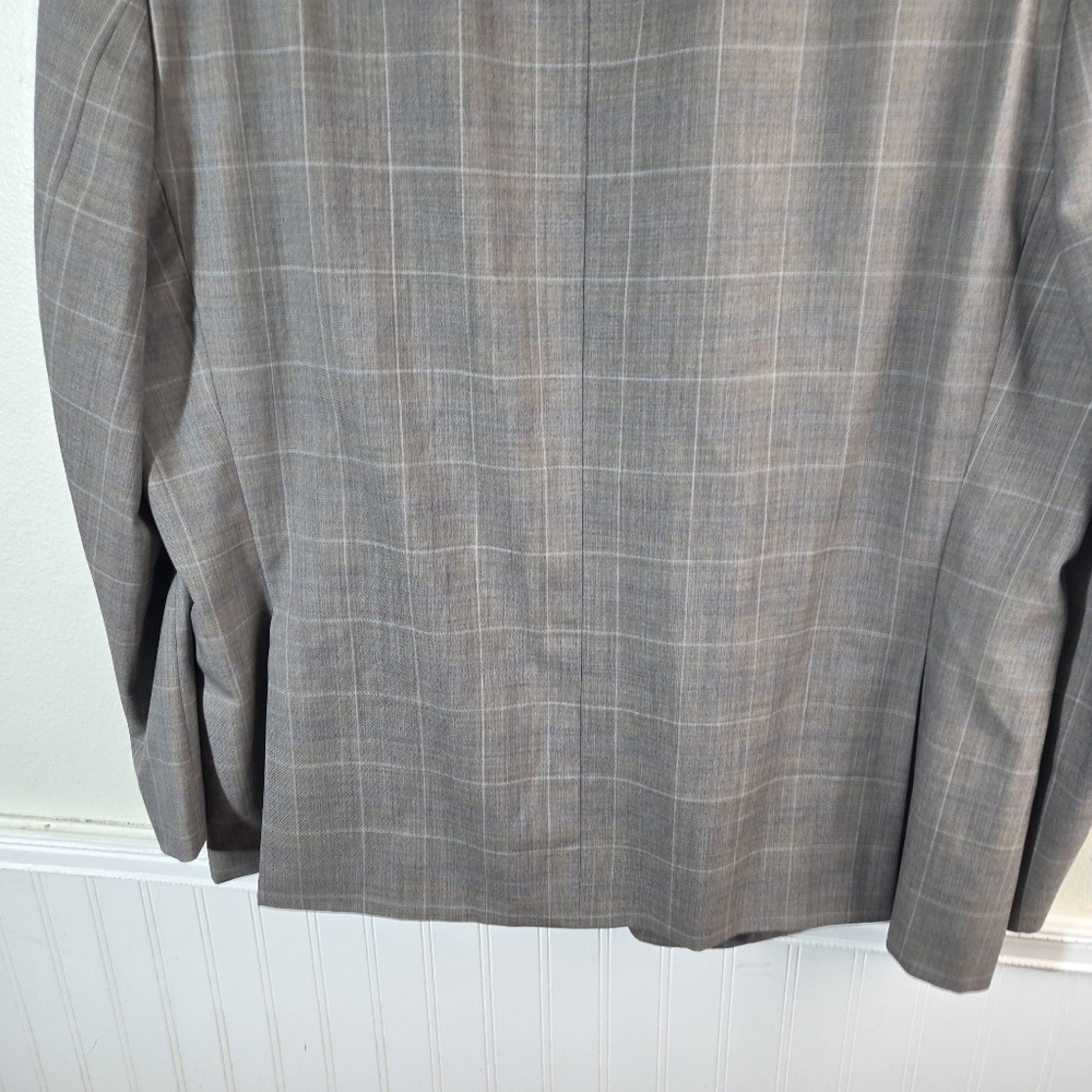 Men's Michael Kors Taupe Two Button Checkered Work Career Blazer Jacket Size 50R - Picture 9 of 14